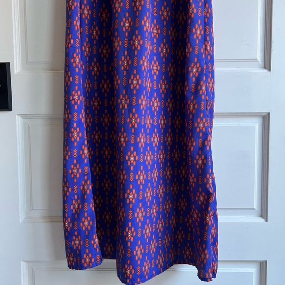 Blue and Orange Patterned Maxi Dress - Picture 3 of 3
